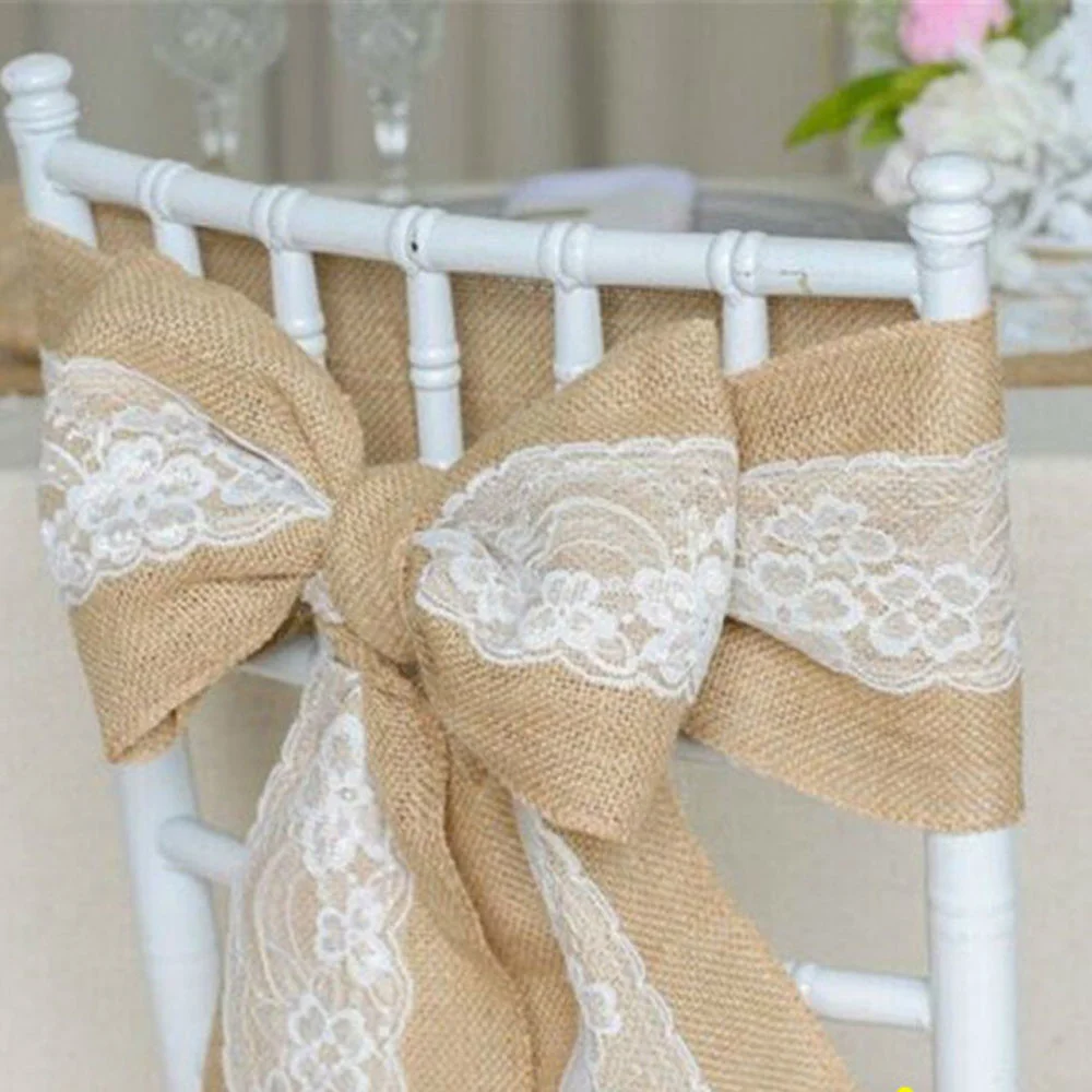 10PC Lniana dekoracja oparcia  – Supply Wedding Venue recenzja i cena